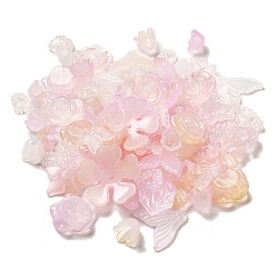 Perles en acrylique de gelée d'imitation, formes mixtes, rose brumeuse, 7.5~27x7.5~29.5x2.5~7.5mm, Trou: 1.5~2mm