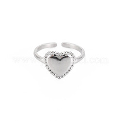 304 кольцо из нержавеющей стали с открытым сердцем для женщин, цвет нержавеющей стали, размер США 9 1/4 (19.1 мм)
