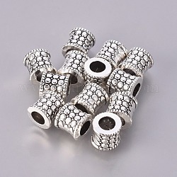Large Hole Beads, Tibetan Silver European Beads, Column, Lead Free, Nickel Free and Cadmium Free, Antique Silver Color, about 8.5mm long, 8mm wide, hole: 5mm