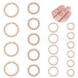 UNICRAFTALE About 60Pcs 4 Sizes Stainless Steel Jump Rings Rose Gold Open Jump Rings Textured Metal Jump Rings Open Connector Rings for Bracelet Neckless Jewelry Making Inner Diameter 4~9mm