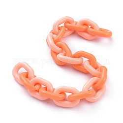 Handmade Acrylic Cable Chains, Orange, Links: 19x14x4mm, 39.37 inch(1m)/strand