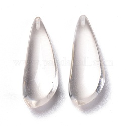 Perles de résine d'ambre d'imitation, la moitié foré, larme, clair, 34.5x13x1mm, demi-trou: 1 mm