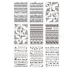 Globleland 9 feuilles 9 styles de timbres en plastique pvc, pour scrapbooking diy, album photo décoratif, fabrication de cartes, feuilles de timbres, Modèles mixtes, 16x11x0.3 cm, 1 feuille / style