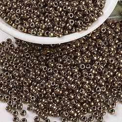 MIYUKI Round Rocailles Beads, Japanese Seed Beads, 8/0, Metallic Colours, (RR457) Metallic Dark Bronze, 3mm, Hole: 1mm, about 19000~20500pcs/pound