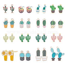 PandaHall 16 Styles Cactus Tropical Charms, 32pcs Alloy Summer Desert Plant Enamel Dangle Charms Beads Jewelry Findings Beads for Necklace Bracelet Earrings DIY Jewelry Making