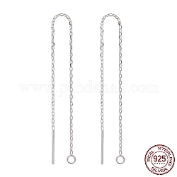 925 plata esterlina fornituras de espárrago, con 925 sello, hilo de oreja, con la cadena de cable, plata, 99x0.8mm, agujero: 1 mm, pin: 0.8 mm