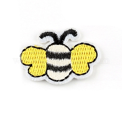 Bees Appliques, Computerized Embroidery Cloth Iron on Patches, Costume Accessories, Yellow, 32x35mm