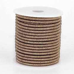 Polyester Metallic Cord, with Iron Chains Inside, Camel, 4x3.5~4mm, about 18yards/roll