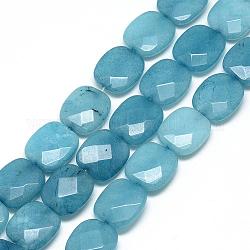 Chapelets de perles de quartz naturel, teinte, facette, carrée, bleuet, 19~20x17~18x6~7mm, Trou: 1.5mm, Environ 20 pcs/chapelet, 15.7 pouce