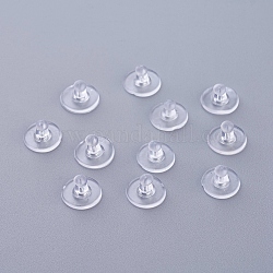 Ohrmuttern aus Kunststoff, Ohrring Rücken, Transparent, 6x10 mm, Bohrung: 0.5 mm