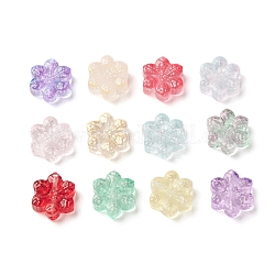 Pulvériser perles de verre transparentes peintes, flocons de neige, couleur mixte, 14x12x4.5mm, Trou: 0.9mm