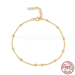 925 pulseras de cadenas satélite de plata de ley para mujer., real 18k chapado en oro, 6.69 pulgada (17 cm)