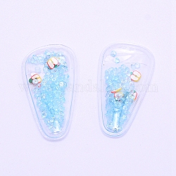 Plastic with Resin and Polymer Clay Accessories, DIY for Bobby pin Accessories, Oval with Apple, Light Sky Blue, 55x29x5mm