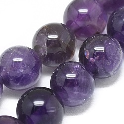 Natürlichen Amethyst Perlen Stränge, Runde, 8 mm, Bohrung: 1 mm, ca. 21 Stk. / Strang, 7 Zoll (18 cm)