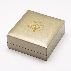 Пластиковые и картонные коробки для браслетов, печатное дерево жизни, прямоугольные, деревесиные, 91x86x35 мм