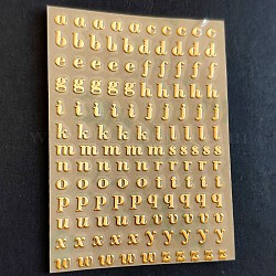 Самоклеящиеся наклейки из сплава, металлические наклейки для скрапбукинга, строчная буква а~з, золотые, письмо: 0.3 см