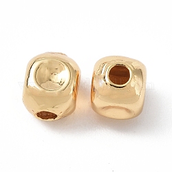 Perles en laiton, cube, véritable 18k plaqué or, 5x6x5mm, Trou: 1.6mm