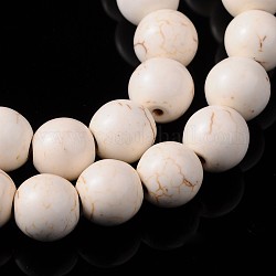 Synthetic Magnesite Beads Strands, White, Round, about 16 inch long, Beads: about 10mm in diameter, hole: 1mm, 43pcs/strands, about 21strands/1000g