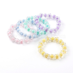 Perles acryliques transparentes bracelets extensibles pour enfants, Perle en bourrelet, fleur, couleur mixte, diamètre intérieur: 1-3/4 pouce (4.4 cm)
