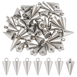 Unicraftale 304 Stainless Steel Pendants, Spike/Cone, Stainless Steel Color, 13.5x7mm, Hole: 2mm, 40pcs/box