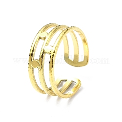 Chapado iónico (ip) 304 anillo de puño abierto de acero inoxidable, anillos de banda ancha de líneas triples, real 18k chapado en oro, diámetro interior: 18 mm