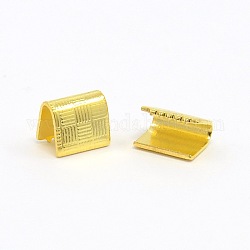 Brass Ribbon Crimp Ends, Lead Free and Cadmium Free, Golden Color, Size: about 7mm long, 5.5mm thick