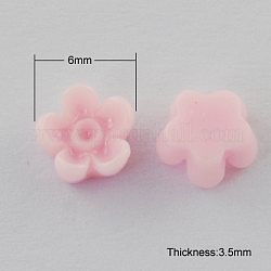 Resin Cabochons, Flower, Pearl Pink, 6x3.5mm