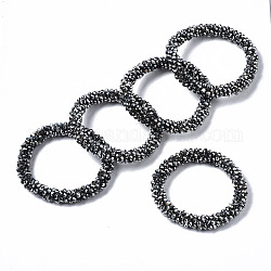 Bracelets extensibles en perles de verre électrolytique à facettes, bracelets torsades, rondelle, grises , diamètre intérieur: 2 pouce (5 cm)