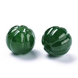 Thème d'automne sculpté jade myanmar naturel/pendentifs jade birman, teinte, citrouille, 12x13x13mm, Trou: 1.6mm
