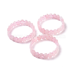 Bracciale elasticizzato con perline ovali in quarzo rosa naturale, gioielli con pietre preziose per le donne, diametro interno: 2-1/8 pollice (5.4~5.5 cm)