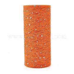Сетчатые ленты с блестками и пайетками, тюль ткань, для украшения свадебной вечеринки, изготовление украшения юбок, оранжевые, 6 дюйм (150 мм), 10 ярдов / рулон