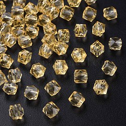 Perles en acrylique transparente, facette, carrée, verge d'or, 5.5x5.5x5.5mm, Trou: 1.8mm, environ 4485 pcs/500 g