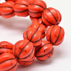Chapelets de perles en turquoise synthétique, ronde, teinte, rouge-orange, 14mm, Trou: 1mm, environ 329 pcs/1000 g
