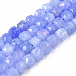 Chapelets de perles de quartz naturel, teinte, facette, cube, bleuet, 5.5x6x6mm, Trou: 1mm, Environ 61~62 pcs/chapelet, 12.99 pouce ~ 13.19 pouces (33 cm ~ 33.5 cm)