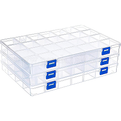 Benecreat 3шт прямоугольный полипропиленовый пластиковый контейнер для хранения бусин, Ящики-органайзеры с 28 отделением, с откидной крышкой, для мелких деталей, оборудование и ремесло, прозрачные, 28.5x20x3 см