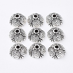 Alloy Bead Caps, Lead Free and Cadmium Free, Antique Silver Color, about 8mm long, 8mm wide, 4.5mm thick, hole: 2mm, Inner Diameter: 6mm