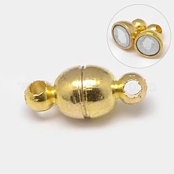 Messing-Magnetverschlüsse mit Schlaufen, Oval, golden, 11x5 mm, Bohrung: 1 mm