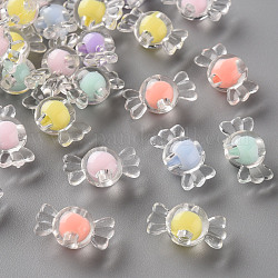 Perles en acrylique transparente, Perle en bourrelet, candy, couleur mixte, 9x17x8.5mm, Trou: 2mm