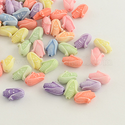 Craft Style Colorful Acrylic Beads, Corn, Mixed Color, 12x7x5mm, Hole: 2mm, about 1168pcs/500g