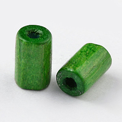 Natural Wood Beads, Tube, Lead Free, Dyed, Lime Green, 8x5mm, Hole: 2mm, about 14000pcs/1000g