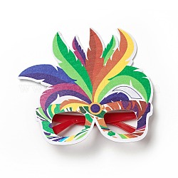 Filz Brasilien Karneval Brillengestell Dekoration, Brille Maskerade Masken, Requisiten für Bühnenauftritte, mit Kunststoffhalter, Federmuster, 166x162x16 mm