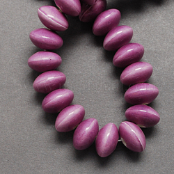 Perles en porcelaine manuelles, porcelaine émaillée lumineux, rondelle, orchidée, 15x10mm, Trou: 4mm