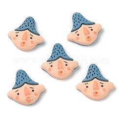 Cabochons in resina, personaggio dei cartoni animati, umano con i capelli blu acciaio, 20x19x5mm