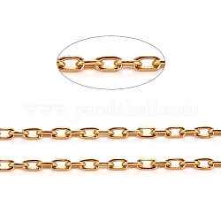 Ion Plating(IP) 304 Stainless Steel Cable Chains, Diamond Cut Thin Chains, Soldered, Faceted, with Spool, Oval, Golden, 1.5x0.9x0.2mm, about 32.8 Feet(10m)/roll