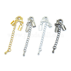 Brass Chain Extender, with Alloy Teardrop Charms, Mixed Color, 32mm