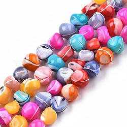 Chapelets de perles de coquille de trochid / trochus coquille, teinte, ronde, colorées, 6~9x5~8x4.5~8mm, Trou: 0.9mm, Environ 60 pcs/chapelet, 14.96 pouce ~ 15.75 pouces (38~40 cm)