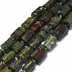 Chapelets de perles de sang de dragon naturel, facette, colonne, 10~12x7~8mm, Trou: 0.7mm, Environ 30~31 pcs/chapelet, 15.75'' (40 cm)