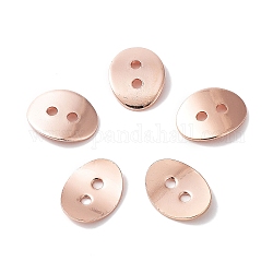 Brass Button Clasps, Rose Gold, about 10mm wide, 14mm long, 1mm thick, hole: 2mm