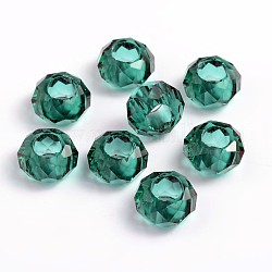 Perline di vetro europeo , perline con foro grande, non nucleo di metallo, rondelle, verde acqua, circa14 mm di diametro, 8 mm di spessore, Foro: 5 mm