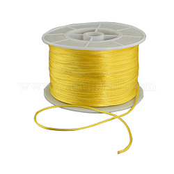Runde Nylonfaden, Rattail Satinschnur, für chinesische Knoten machen, Gelb, 1 mm, 100 Yards / Rolle
